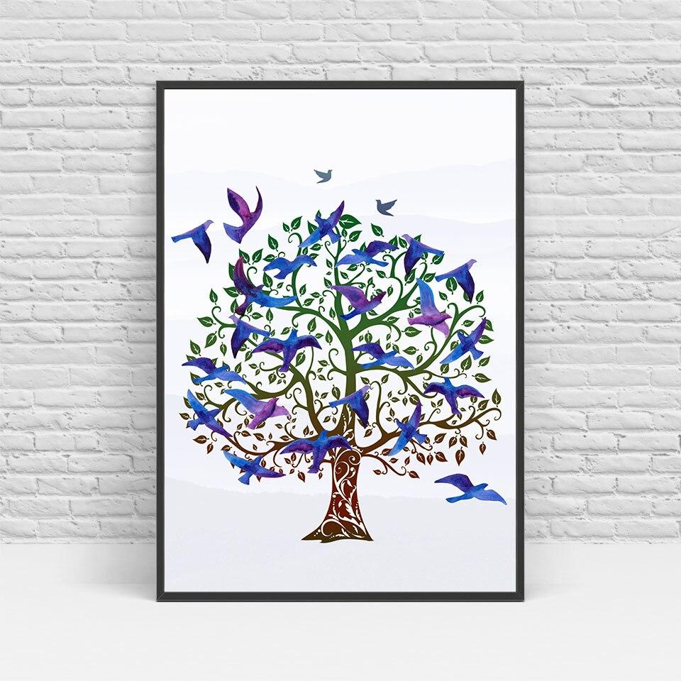 Tableau Zen Arbre de Vie, Oiseaux et Fleurs