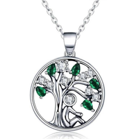 Thumbnail for collier arbre de vie argent et vert