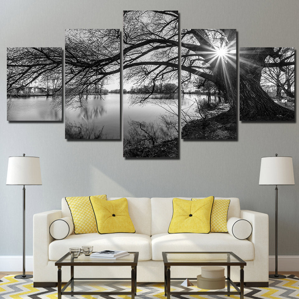 tableau deco arbre de vie noir et blanc