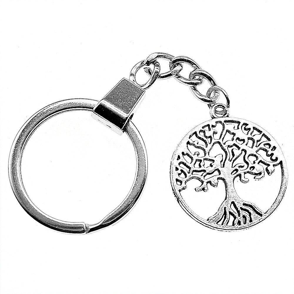 Porte-clé Arbre de Vie Argent Antique