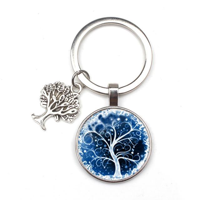 Porte-clé Arbre de Vie Bleu Blanc Argent