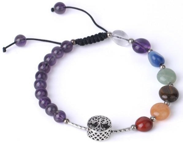 bracelet améthyste avec les 7 chakras