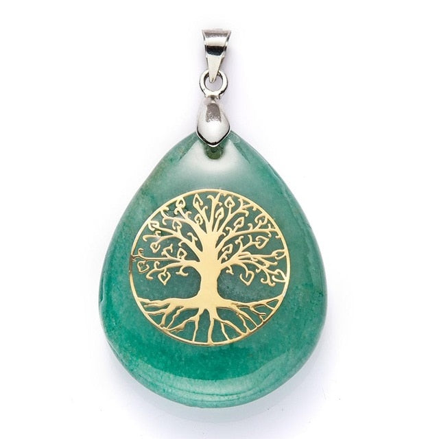 pendentif goutte aventurine verte