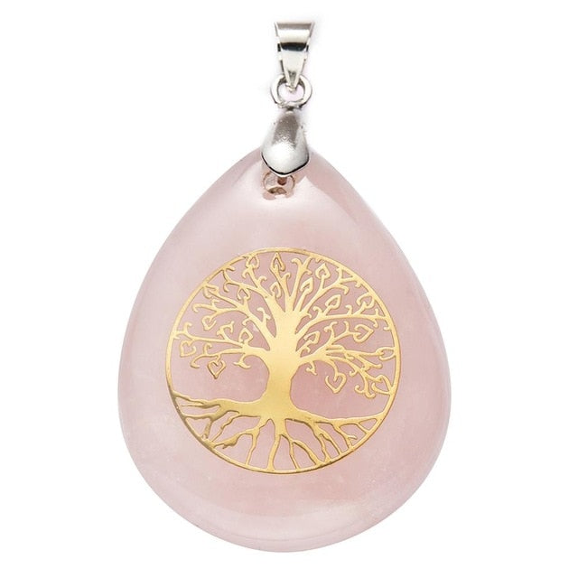 pendentif goutte quartz rose