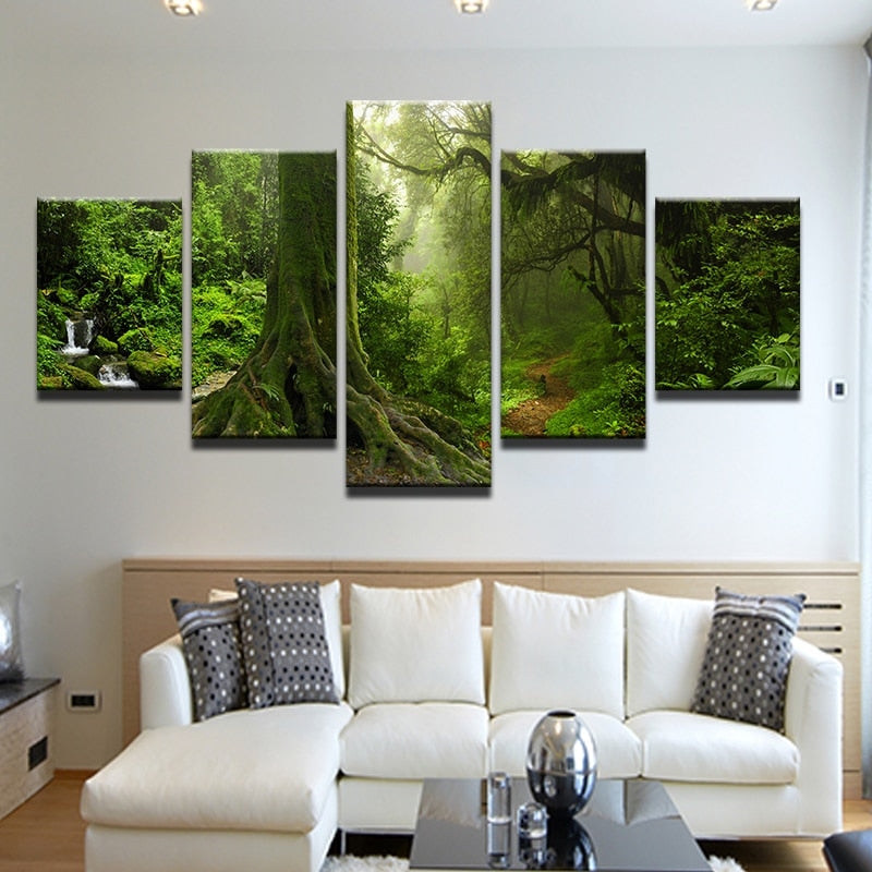 Tableau Arbre de Vie Vert dans un salon