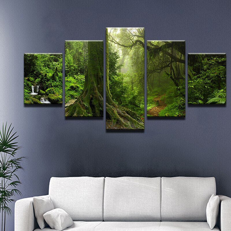 Tableau Arbre de Vie Vert sur fond gris