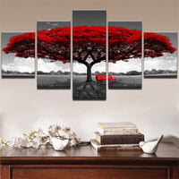 Thumbnail for joli tableau représentant un arbre rouge sur un mur blanc