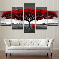 Thumbnail for tableau peinture arbre rouge sur fond blanc