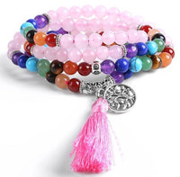 Thumbnail for Bracelet Mala 108 Perles Quartz Rose et Améthyste