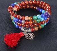 Thumbnail for mala tibétain 108 perles agate rouge