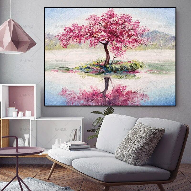 Tableau Arbre de Vie Rose Clair