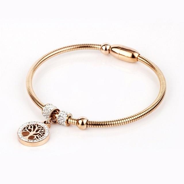 Bracelet Arbre de Vie Magnétique Or Rose